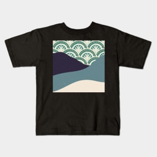 Contemporary abstract mountains and hills with geometric pattern background digital design illustration Kids T-Shirt